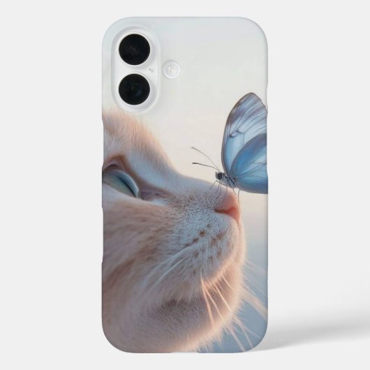 Schattige Cat met Butterfly iPhone 16 Hoesjes (Achterkant)