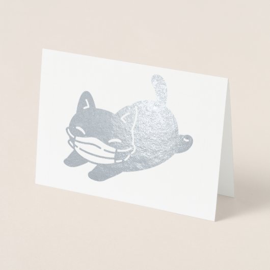 SCHATTIGE CAT MET FACE MASK Folie Kaart (Voorkant)
