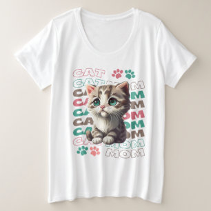 Schattige Cat Mom T-Shirt met Schattig Kitten