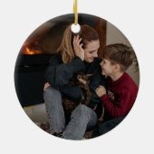 Schattige Cat on Christmas Tree Merry Catnaps! Bla Keramisch Ornament (Achterkant)