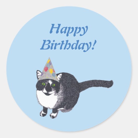 Schattige Cat Party Pet Happy Birthday Stickers (Voorkant)