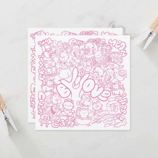 Schattige Cat Patten met ASL ILY-teken - ASL Desig (Voorkant / Achterkant in situ)