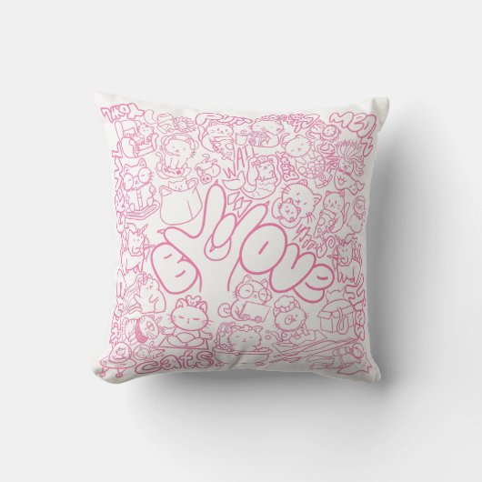 Schattige Cat Patten met ASL ILY-teken - ASL Desig Kussen (Voorkant)