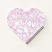 Schattige Cat Patten met ASL ILY-teken - ASL Desig Notitieboek (Achterkant)