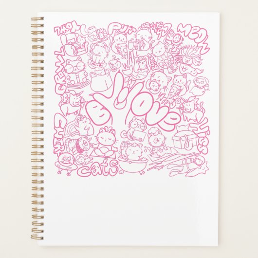 Schattige Cat Patten met ASL ILY-teken - ASL Desig Planner (Voorkant)
