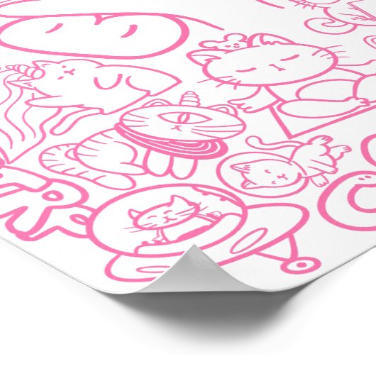 Schattige Cat Patten met ASL ILY-teken - ASL Desig Poster (Hoek)