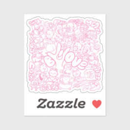 Schattige Cat Patten met ASL ILY-teken - ASL Desig Sticker