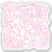 Schattige Cat Patten met ASL ILY-teken - ASL Desig Sticker (Voorkant)