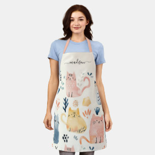 Schattige cat pattern script naam schort