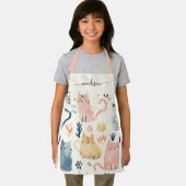 Schattige cat pattern script naam schort (Insitu)