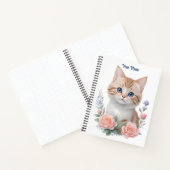 Schattige Cat Pink Floral Notitieboek (Binnen)