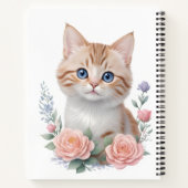 Schattige Cat Pink Floral Notitieboek (Achterkant)