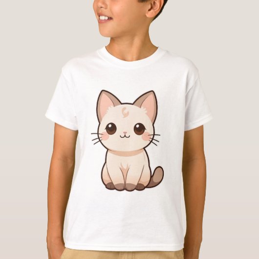 Schattige Cat Print T-shirt voor kattenliefhebbers (Voorkant)
