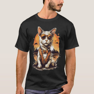 Schattige Cat Retro-ontwerp T-shirt