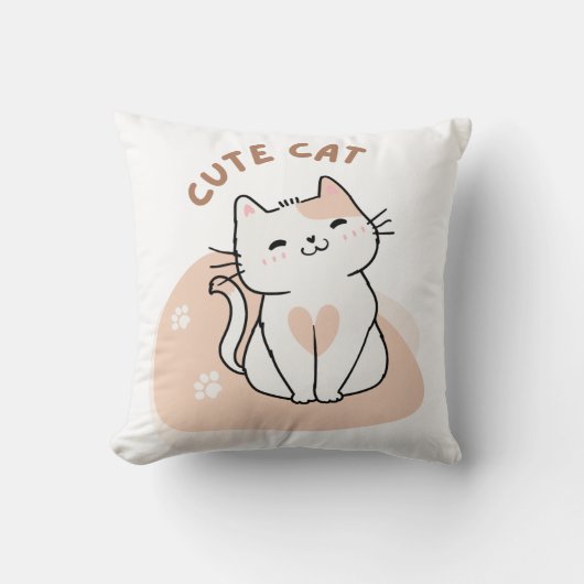 Schattige Cat Sierkussen – Kawaii Kat Decoratieve  (Voorkant)