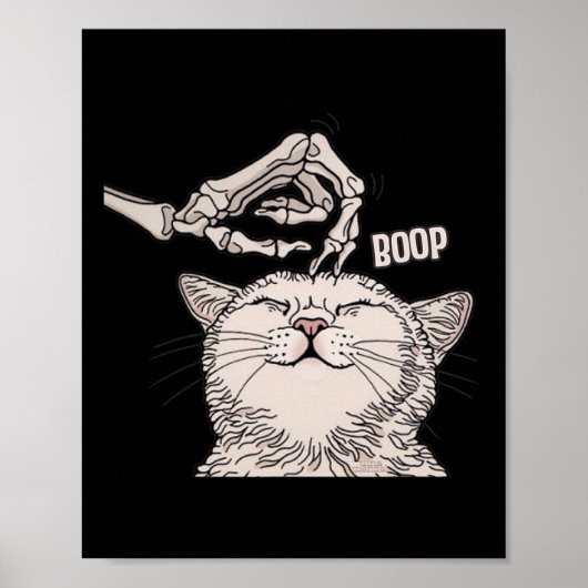 Schattige Cat Skeleton Hand Boop Halloween Pet Wom Poster (Voorkant)