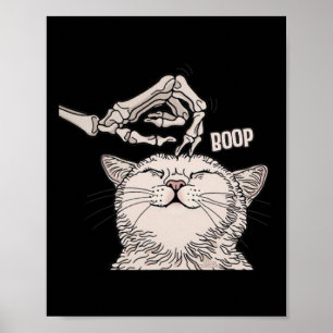 Schattige Cat Skeleton Hand Boop Halloween Pet Wom Poster
