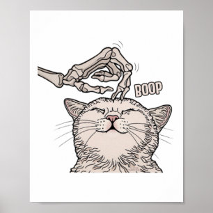 Schattige Cat Skeleton Hand Boop Halloween Pet Wom Poster