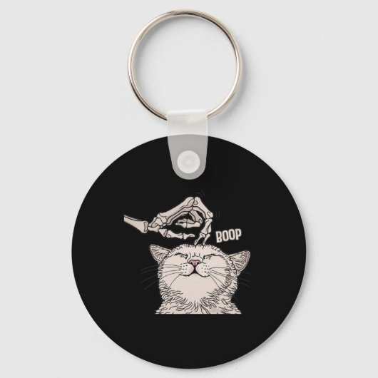 Schattige Cat Skeleton Hand Boop Halloween Pet Wom Sleutelhanger (Voorkant)