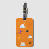 Schattige Cat spookblad Halloween pompoen feestges Bagagelabel (Voorkant (verticaal))