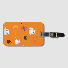 Schattige Cat spookblad Halloween pompoen feestges Bagagelabel