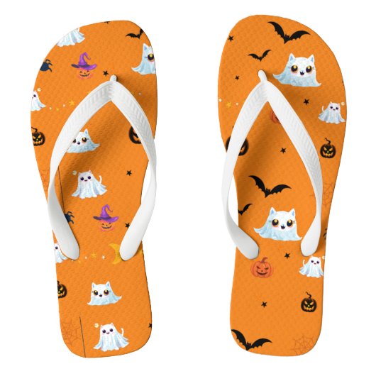 Schattige Cat spookblad Halloween pompoen feestges Teenslippers (Voetbed)