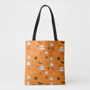 Schattige Cat spookblad Halloween pompoen feestges Tote Bag