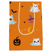Schattige Cat spookblad Halloween pompoenfeest Medium Cadeauzakje (Achterkant)