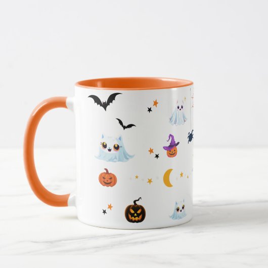 Schattige Cat spookblad Halloween pompoenfeest Mok (Links)