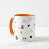 Schattige Cat spookblad Halloween pompoenfeest Mok (Voorkant links)