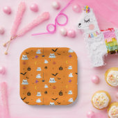 Schattige Cat spookblad Halloween pompoenfeest Papieren Bordje (Feest)