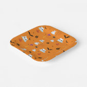 Schattige Cat spookblad Halloween pompoenfeest Papieren Bordje (Gebogen)