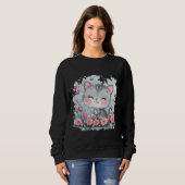 Schattige Cat Sweatshirt – Schattig Floral Kat (Voorkant volledig)