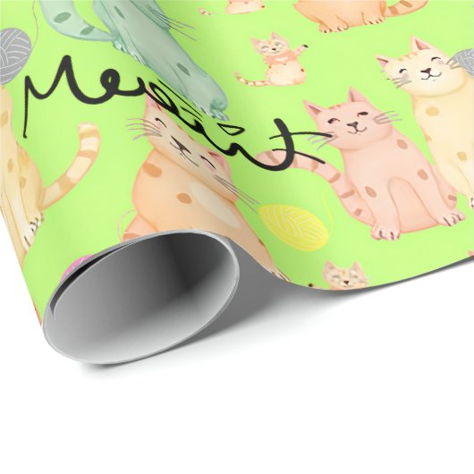 Schattige Cat-thema inpakpapier - Schattig en kleu (Rol Hoek)