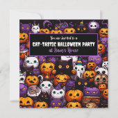 Schattige Cat Theme Halloween Party Kaart (Voorkant)