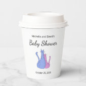 Schattige Cat Twins Baby shower Blauw Roze Papieren Bekers (Achterkant)