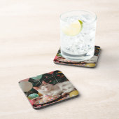 Schattige Cat Verjaardagsviering Ontwerp Bier Onderzetter (Rechterzijde)