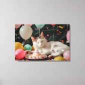 Schattige Cat Verjaardagsviering Ontwerp Canvas Afdruk (Voorkant)