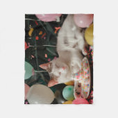 Schattige Cat Verjaardagsviering Ontwerp Fleece Deken (Voorkant)