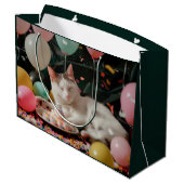 Schattige Cat Verjaardagsviering Ontwerp Groot Cadeauzakje (Achterkant Gekanteld)