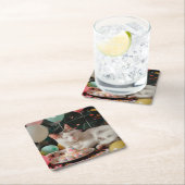 Schattige Cat Verjaardagsviering Ontwerp Kartonnen Onderzetters (Insitu)