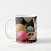 Schattige Cat Verjaardagsviering Ontwerp Koffiemok (Links)