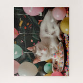 Schattige Cat Verjaardagsviering Ontwerp Legpuzzel (Verticaal)