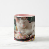 Schattige Cat Verjaardagsviering Ontwerp Mok (Midden)