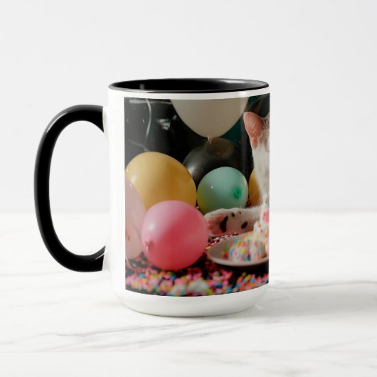 Schattige Cat Verjaardagsviering Ontwerp Mok (Links)