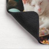 Schattige Cat Verjaardagsviering Ontwerp Muismat (Hoek)