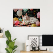 Schattige Cat Verjaardagsviering Ontwerp Poster (Thuiskantoor)