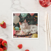 Schattige Cat Verjaardagsviering Ontwerp Servet (Insitu)