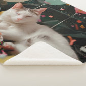 Schattige Cat Verjaardagsviering Ontwerp Sherpa Deken (3/4)