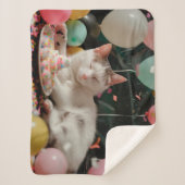 Schattige Cat Verjaardagsviering Ontwerp Sherpa Deken (Voorkant)